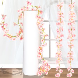 Fyihoxi Pack of 2 Cherry Blossom Decoration, 1.8 m Flower Garland Spring, 135 Flower Heads, Pink Cherry Blossoms, Artificial Flowers, Hanging Flower Wall for Wedding, Party, Home, Garden, Arch Walls