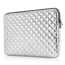 Puffy Laptop Sleeve 11 12 13 13.3 14 15 15.6 inch Puffy Laptop Case Protective Bag Quilted PU Leather Lined Padded