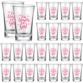 Roshtia 24 Pcs I'm Literally Just a Girl Shot Glasses Bulk Coquette Pink Bows 1.2 Ounce Acrylic Shots Glass Cups Birthday Party Favors for Guests Drinking Women Preppy Gift Bachelorette Party Supplies