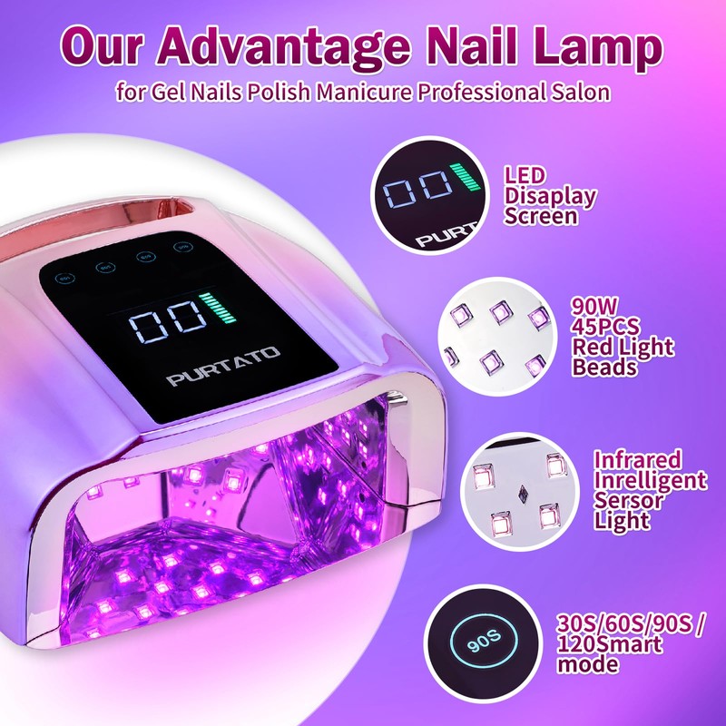Purtato Professional Rechargeable 96W UV LED Portable Cordless UV Light
