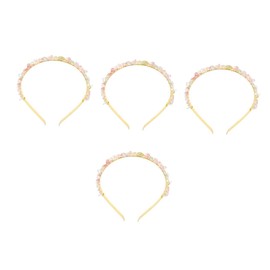 OATIPHO 4pcs Natural Crystal Bridal Headband for Women and Vibrant Double Row Rainbow Design Wedding Hairpiece Handmade Elegant Headwear for Brides and Party Hair Decorations