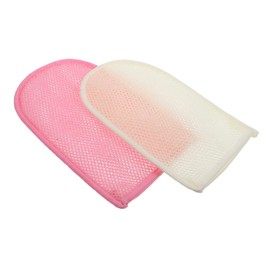 Beavorty 2pcs Exfoliating Bath Gloves African Net Body Scrubber for Shower and Massage Gentle Hand Scrub Gloves for Exfoliation Creamy & Colors