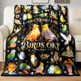 Parrot Bird Blanket Gifts for Cockatiel Lovers Soft Flannel Parrot Bird Throw Blanket Cockatiel Birthday Stuff Gifts Bedding Decor 50"x40"