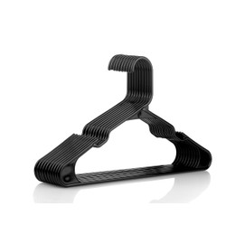Neaties American Made Black Plastic Hangers with Notches, Plastic Clothes Hangers Ideal for Everyday Use, Clothing Standard Hangers, 60pk
