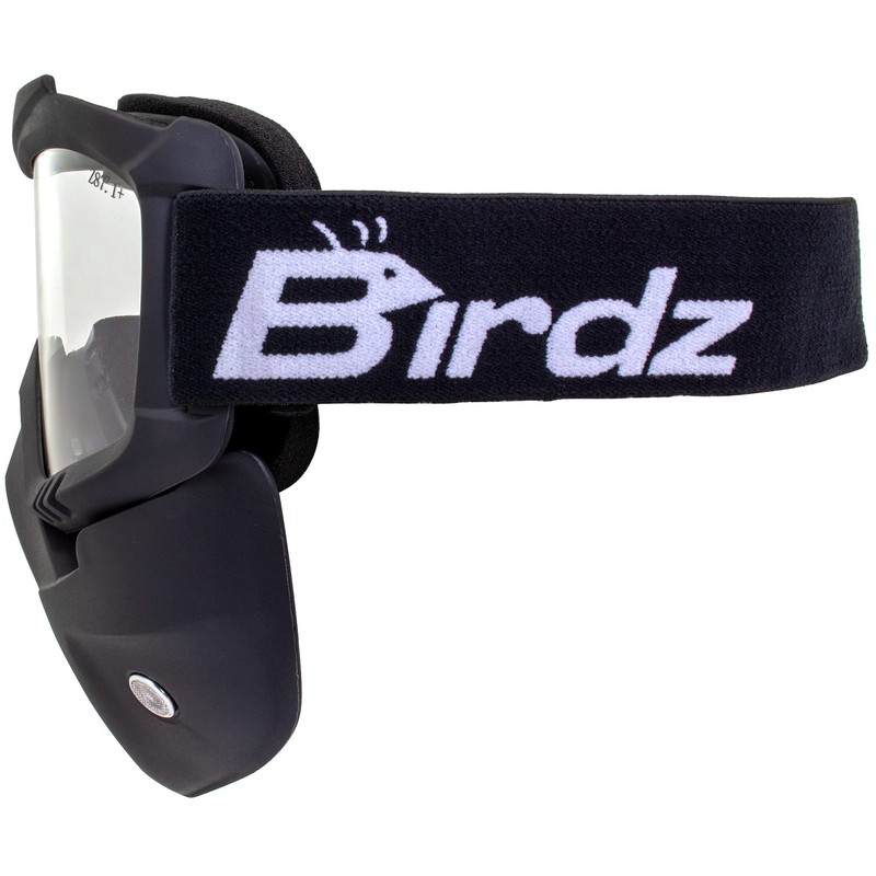 Birdz Eyewear Skylark Motorcycle Goggles Removable Face Mask Black Frames