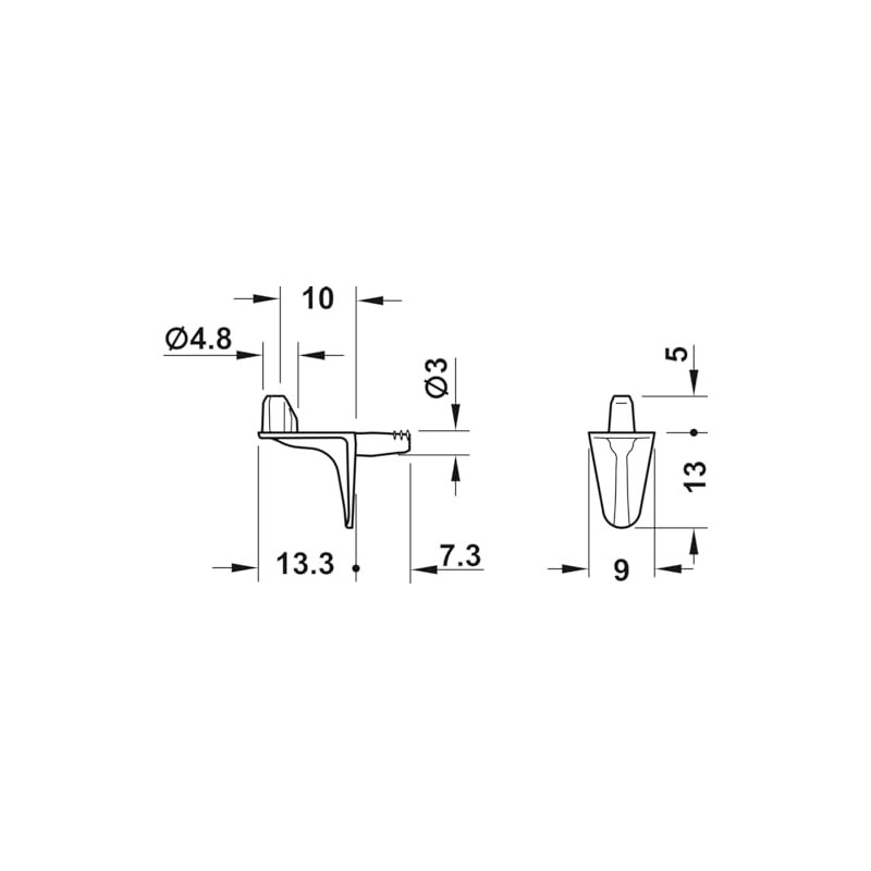 12 Pack of 3mm Nickel Book Case Shelf Pin Support