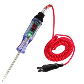 Automotive Circuit Tester, Electric Test Light Pen 3-48V Car Digital LED Circuit Tester with Voltage Voltmeter for Car Home with Extended Spring Wire Leads & Piercing Probe (Max 98.4in/250cm)