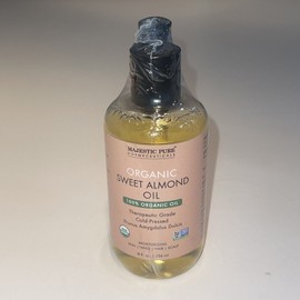 Majestic Pure Organic Sweet Almond Oil Moisturizing For Skin Nails Hair Scalp