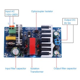 AC DC Switching Power Supply Module, AC-DC 110V-260V to 9V 6A 60W Switching Power Supply Module, Buck Step Down Module, Voltage Converter