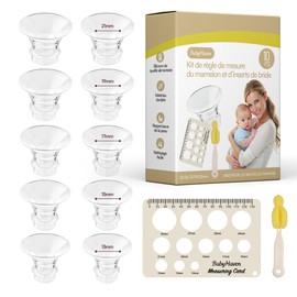 Pack of 10 Flange Inserts 13/15/17/19/21 mm for Flange 24 mm Shield of Most Pumps, BPA Free, Compatible with Babyhaven/Momcozy/Kissbobo/Medela/Philips/Bellababy/Nuliie Breast Pumps