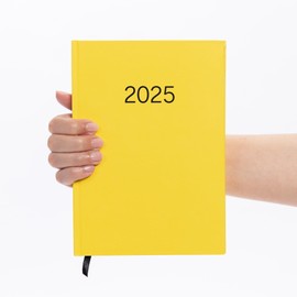 2025 Diary A5 Week to View Planner Organiser Hardback Cover with Ribbon Runs from January 2025 to December 2025 (Yellow)