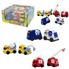 Unbranded 6Pcs Push and Go Friction Toy Car Kids Travel City Squad Playset Vehicle Model