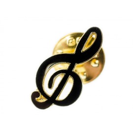 Miniblings Treble Clef Treble Clef Brooch Pin Badge Notes Black Gold Handmade Fashion Jewellery I Lapel Pin Button Pins, 20mm, Metal, No Stone