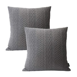 Booque Valley Decorative Pillow Covers, Pack of 2 Super Soft Elegant Modern 3D Embossed Patterned Gray Cushion Covers Stretchy Throw Pillow Cases for Sofa Bed Car Chair, 20 x 20 inch(Grey)