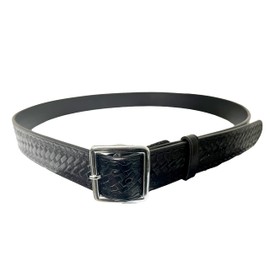 First Class Police, Sheriff, and Security 1.5" & 1.75" Plain and Basketweave Uniform Work Duty Genuine Leather Belt (30, Basketweave 1.75" Nickel Buckle)