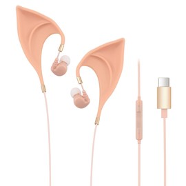 URIZONS 3.5mm Elf Earbuds Earphones in-Ear Headphones Ears for Kids - Elves Design Corded Earphone Adorable Cosplay Headset Spirit Costume Accessories for Computer(picture C plug is wrong shows)