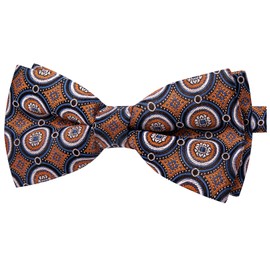 YourTies Rust Blue Bow Ties for Men Silk Polka Dot Adjustable Pre-tied Bowties Jacquard Formal Business Wedding Prom