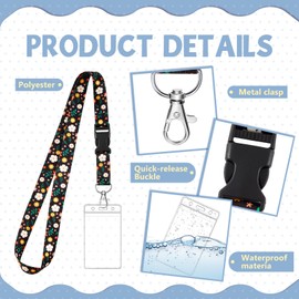 Zonon 2 Set Lanyard with Card Holder, Neck Strap Flowers Lanyard and Waterproof Transparent Badge Holder for ID Card, Office School Supplies(Flower)