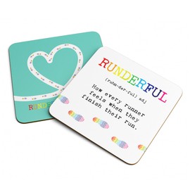 NOT JUST A PRINT Running Gift Coaster Set with 'Runderful' Definition - Present for Runner - Pack of 2 Coasters for Male and Female Runners