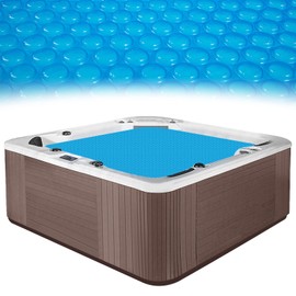 Spa and Hot Tub Cover - 7 × 7 FT 16-mil Square Hot Tub Thermal Insulation Solar Blanket Bubble Cover, 210 × 210 CM