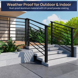 7 Pack 4.7 FT x 5/8 inch Aluminum Stair Balusters Round Horizontal Bar Baluster Matte Black Hollow Stair Spindles for Indoor Outdoor Deck Railing