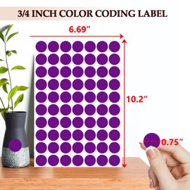 PARLAIM 3/4 Inch Coding Circle Sticker Labels,Pack of 1050 Round Color Code Dot Labels Stickers for Home Office Marking,Organizing(Purple)