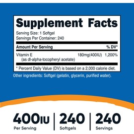 [Japanese Vitamin Supplements] Nutricost Vitamin E 400 IU 240 Soft Capsule Non-GMO Gluten Free