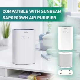 Sunbeam Simply Fresh Air Purifier Replacement Air Filter 3-in-1 Filtration System w/ True HEPA Filter Removes 99.97 percent Airborne Particles, 360° Air Intake, Easy Maintenance, White, SAPF0900