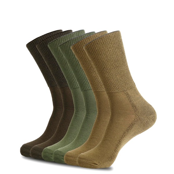1SOCK2SOCK 6 Pack Diabetic Crew Socks, Therapeutic, Non-Binding Circulatory Silky