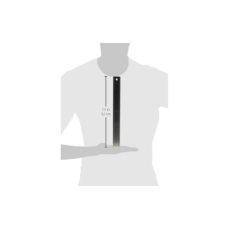 Business Source Nonskid 12" Ruler with Hanging Hole, Stainless Steel