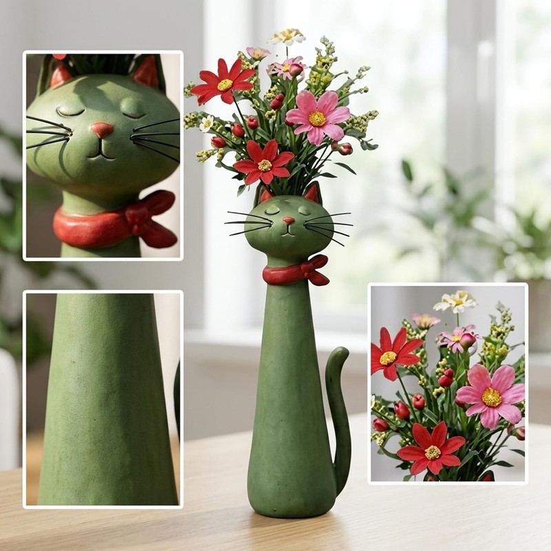 Quirky Cat Vase, Funny Cat Paw Vase for Desk and