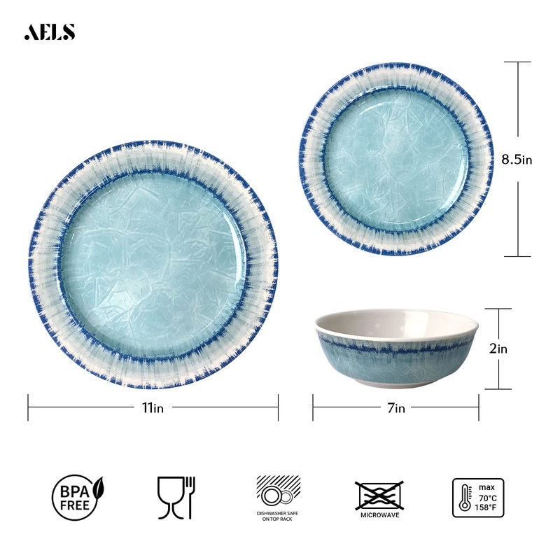 AELS Melamine Dinnerware Set of 12 Pcs Dinner Dishes Set