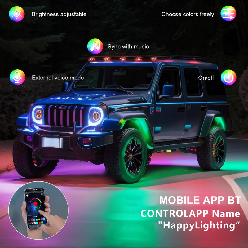 LED Rock Lights 6pcs Multicolor LED Lights Brightness Adjustment Waterproof