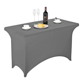 FORLIFE Spandex Table Covers 4ft，Fitted Tablecloth for 4ft Rectangular Tables, Stretch Patio Table Covers, Universal Spandex Table Cover for Wedding, Banquet, Party (4ft, Gray)