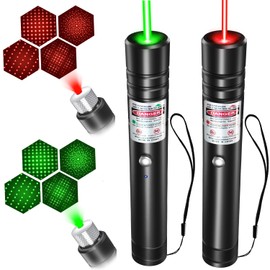 [2 Packs Green+Red Beam] Rechargeable Green & Red Beam Light Flashlight Long Distance Range For TV/LED/LCD Screens Tactical Flashlights Presentation Office/Outdoors/Astronomic/Construction [001]