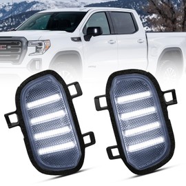 NEIFILES LED Side Mirror Task Light Compatible with Chevy Silverado GMC Sierra 1500 2019-2024 White Front Towing Mirror Spot Lamps Clear Lens