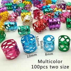 100PCS Two Size Multicolor Rings, Hair Jewelry for Braids, Dreadlocks Beads for Women and Girls, Braids Hair Decorations Colorful Aluminum Ring Adjustable Metal Cuffs