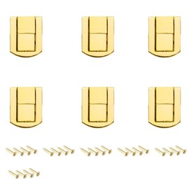 6pcs Yellow Toggle Catch Lock,Antique Vintage Lock,Retro Decorative Yellow Hasp with Screws for Jewellery Boxes;Trinket Boxes;Gift Boxes 24 * 31mm