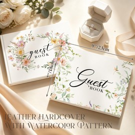 Everloria Wedding Guest Book, Leather Guest Sign in Book, 108 Blank Pages Signature Guestbook for Wedding Reception Anniversary Bridal Baby Shower Quinceanera Birthday Graduation