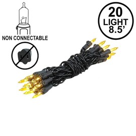 Novelty Lights 20 Light Yellow Christmas Craft Mini Light Set, Non-Connectable, Black Wire, 8' Long