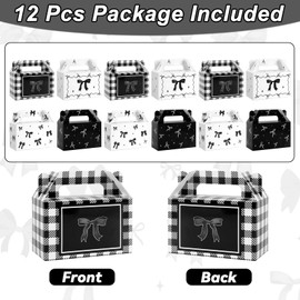 12Pcs Black Bow Treat Boxes Party Supplies Bow Party Favors Goodie Boxes Coquette Gift Boxes Bows Theme Treat Candy Box for Girls Birthday Bachelorette Engagement Baby Shower Black Party Decorations