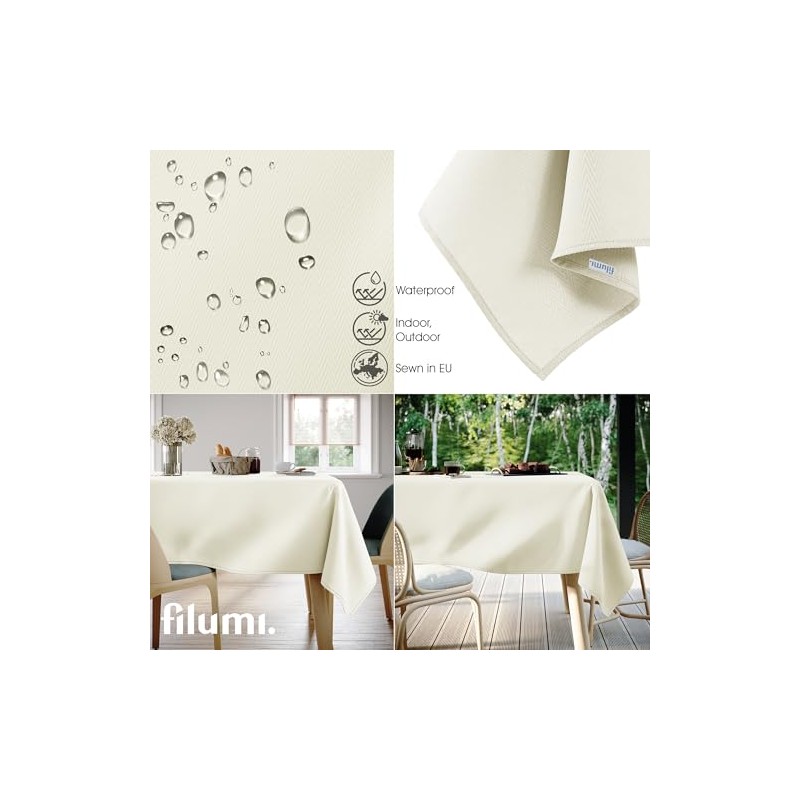 Filumi Tablecloth 140 x 180 cm Cream Washable for Indoor