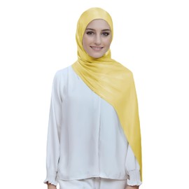 Lina & Lily Sheen Shimmer Women's Crepe Scarf Shawl Wrap Head Hijab Lightweight (Lemon Yellow)