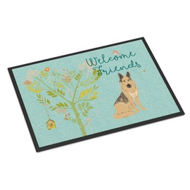 Caroline's Treasures BB7578JMAT Welcome Friends German Shepherd Door Mat, Indoor Rug or Outdoor Welcome Mat 24x36 Doormat, 24H X 36W, Multicolor