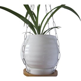 ATLanyards Stamped Ovals Plant Hanger, Chain Plant Holder, Stainless Steel Chain Hanging Plant Shelf