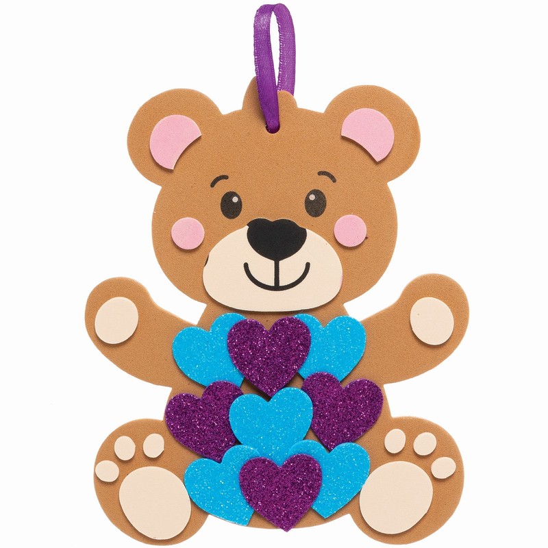 Baker Ross Love Bear Heart Decoration Kits-Pack of 5, Valentines