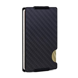GOLRIDI Minimalist Wallet for Men,Slim RFID Blocking Wallet,Durable Expandable Compact Plate, Matel Credit Card Holder,Cash Strap/Money Clip (Matte Carbon Fiber)