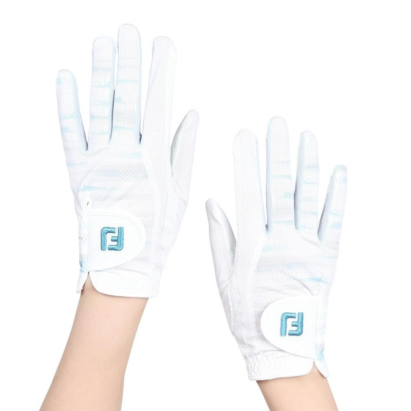FootJoy Women's Golf Gloves, Staycool EX, Ambidextrous, White/Blue, 8.3 inches