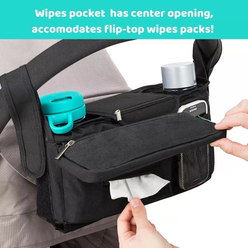 Swanoo Stroller Organizer with Non Slip Straps Stroller Caddy, Cup