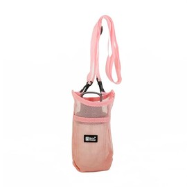PET Bottle Holder Mesh with Shoulder Strap Bottle Cover Bottle Holder Shoulder Water Bottle Cover (Pink)